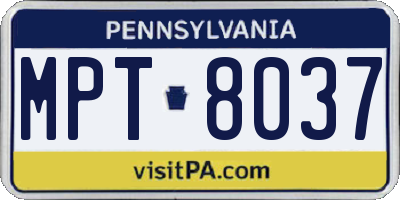 PA license plate MPT8037