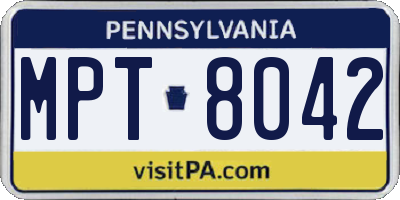 PA license plate MPT8042