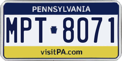 PA license plate MPT8071