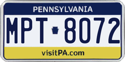 PA license plate MPT8072