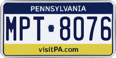 PA license plate MPT8076