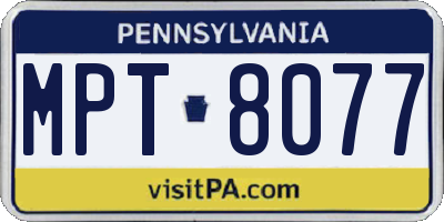 PA license plate MPT8077