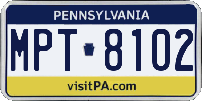 PA license plate MPT8102