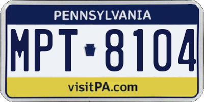 PA license plate MPT8104