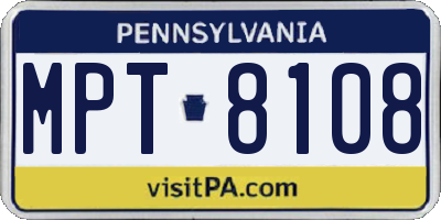 PA license plate MPT8108