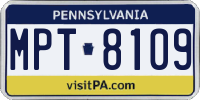 PA license plate MPT8109