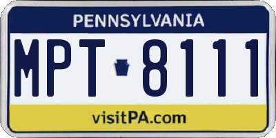 PA license plate MPT8111
