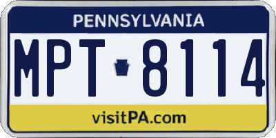 PA license plate MPT8114