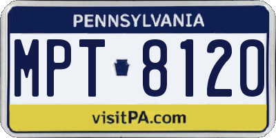 PA license plate MPT8120