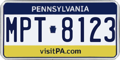 PA license plate MPT8123