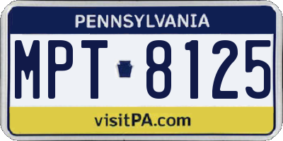 PA license plate MPT8125