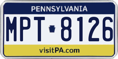 PA license plate MPT8126
