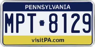 PA license plate MPT8129