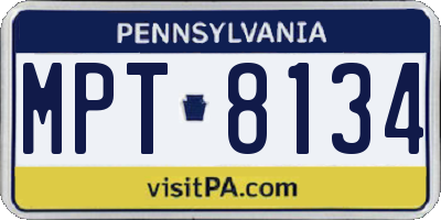 PA license plate MPT8134
