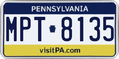 PA license plate MPT8135