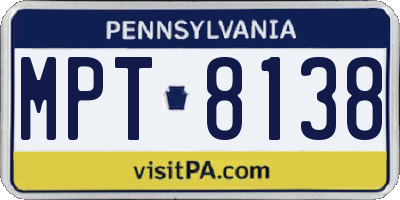 PA license plate MPT8138