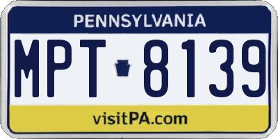 PA license plate MPT8139