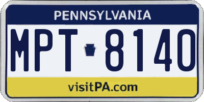 PA license plate MPT8140