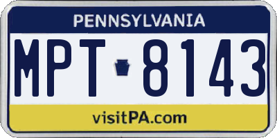 PA license plate MPT8143