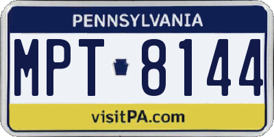 PA license plate MPT8144