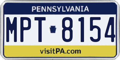 PA license plate MPT8154