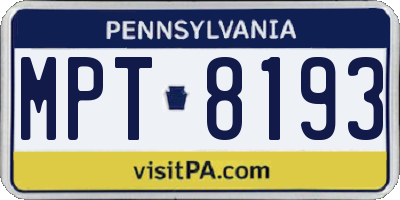 PA license plate MPT8193