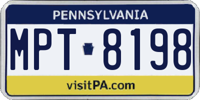 PA license plate MPT8198