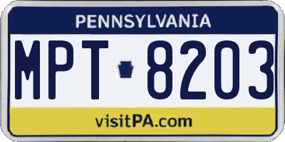PA license plate MPT8203