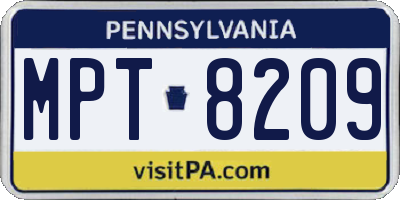 PA license plate MPT8209