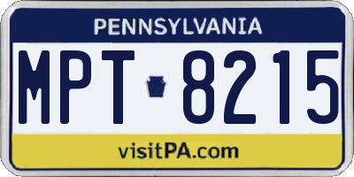 PA license plate MPT8215