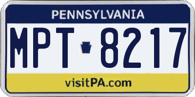PA license plate MPT8217
