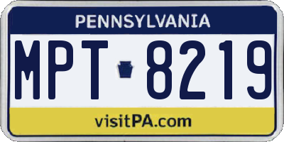 PA license plate MPT8219