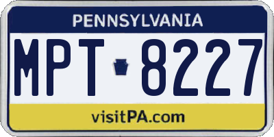 PA license plate MPT8227