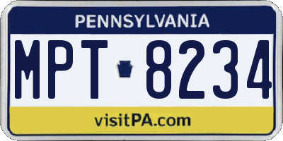 PA license plate MPT8234