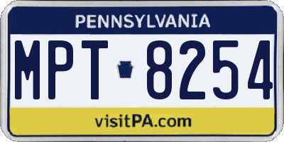 PA license plate MPT8254
