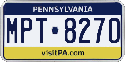 PA license plate MPT8270