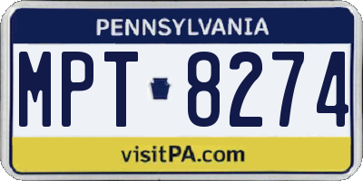 PA license plate MPT8274