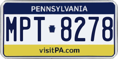 PA license plate MPT8278