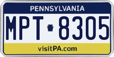 PA license plate MPT8305