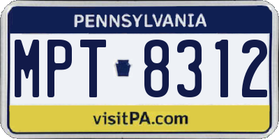 PA license plate MPT8312