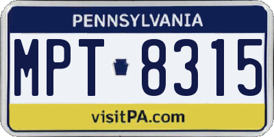 PA license plate MPT8315