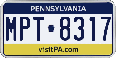 PA license plate MPT8317
