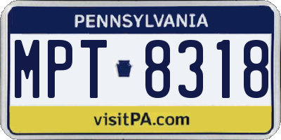 PA license plate MPT8318