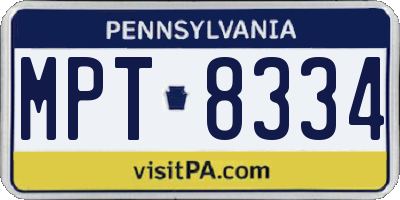 PA license plate MPT8334