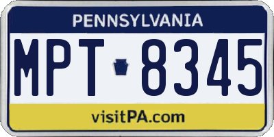 PA license plate MPT8345