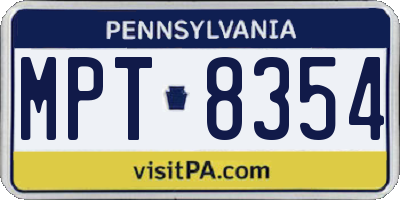 PA license plate MPT8354
