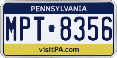 PA license plate MPT8356