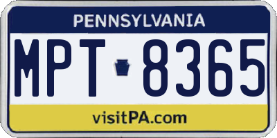 PA license plate MPT8365