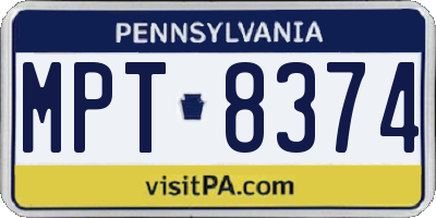 PA license plate MPT8374