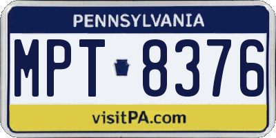 PA license plate MPT8376